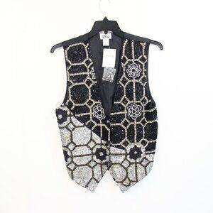 Women Vintage Sequin Vest NEW Medium Sparkle Bling Theo Holiday Party NYE